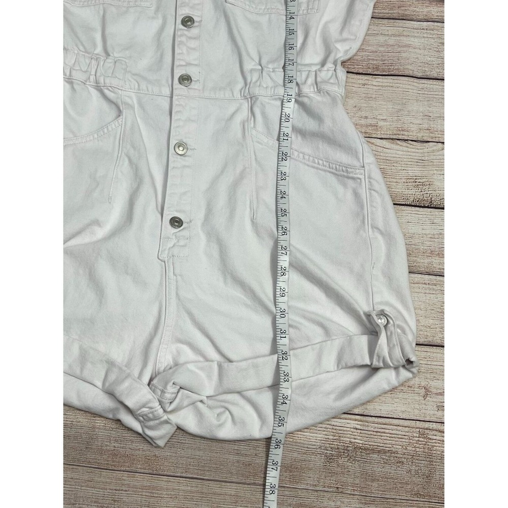 We The Free by Free People Marci Cuffed Shortall Romper Size M White Jumpsuit - Picture 5 of 16